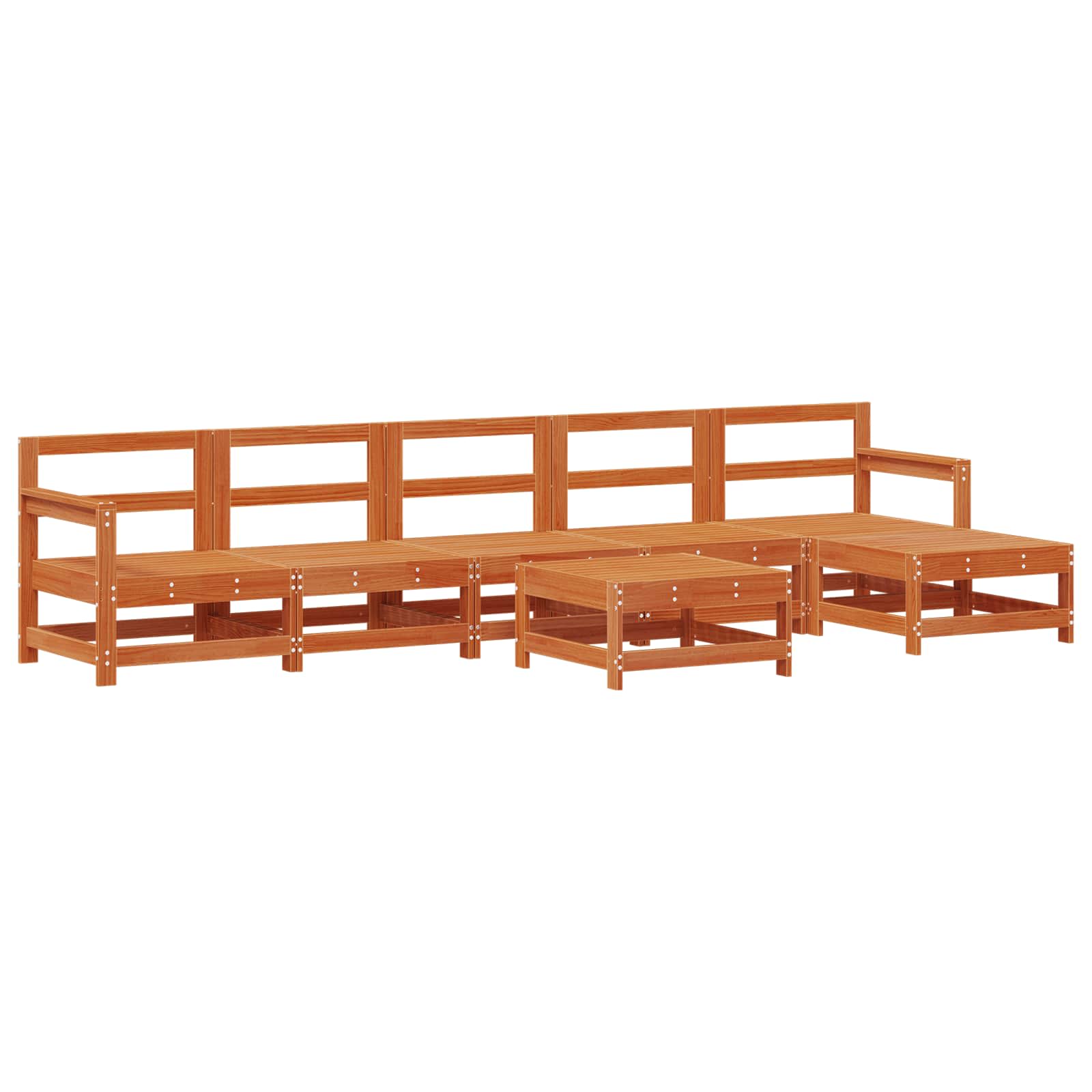 Conjunto de Sofás de Jardín 7 pcs Marrón Cera