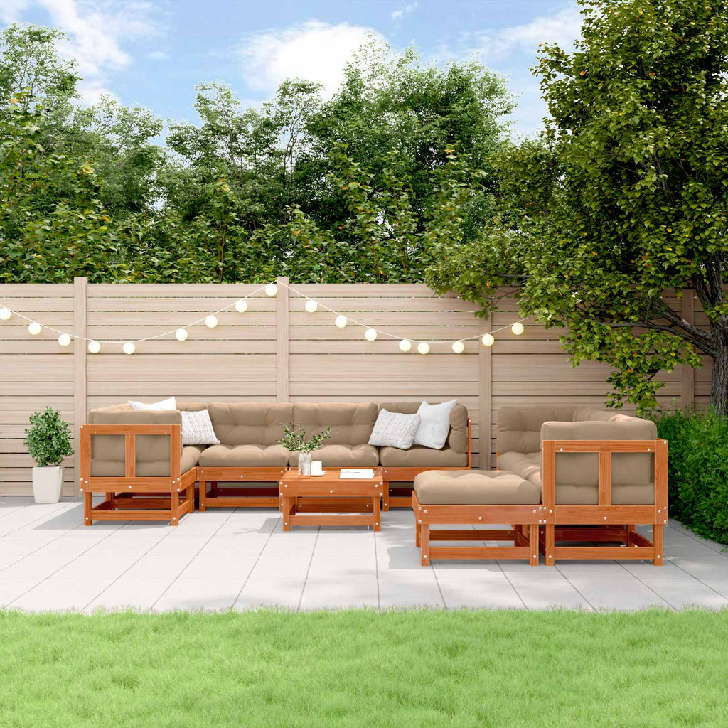 Conjunto de Sofás de Jardín 33 pcs Marrón Cera