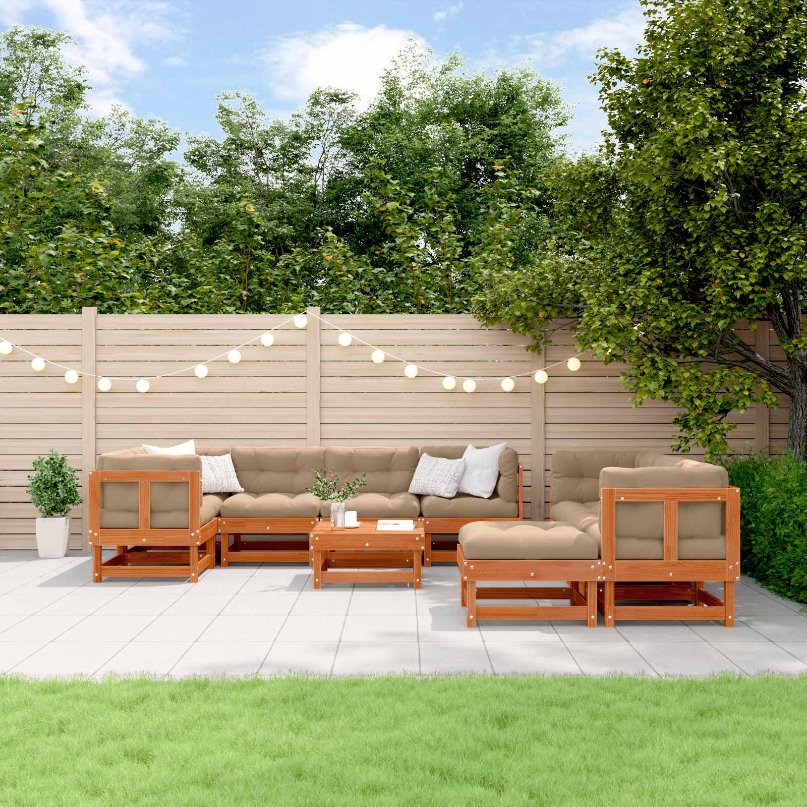 Conjunto de Sofás de Jardín 33 pcs Marrón Cera