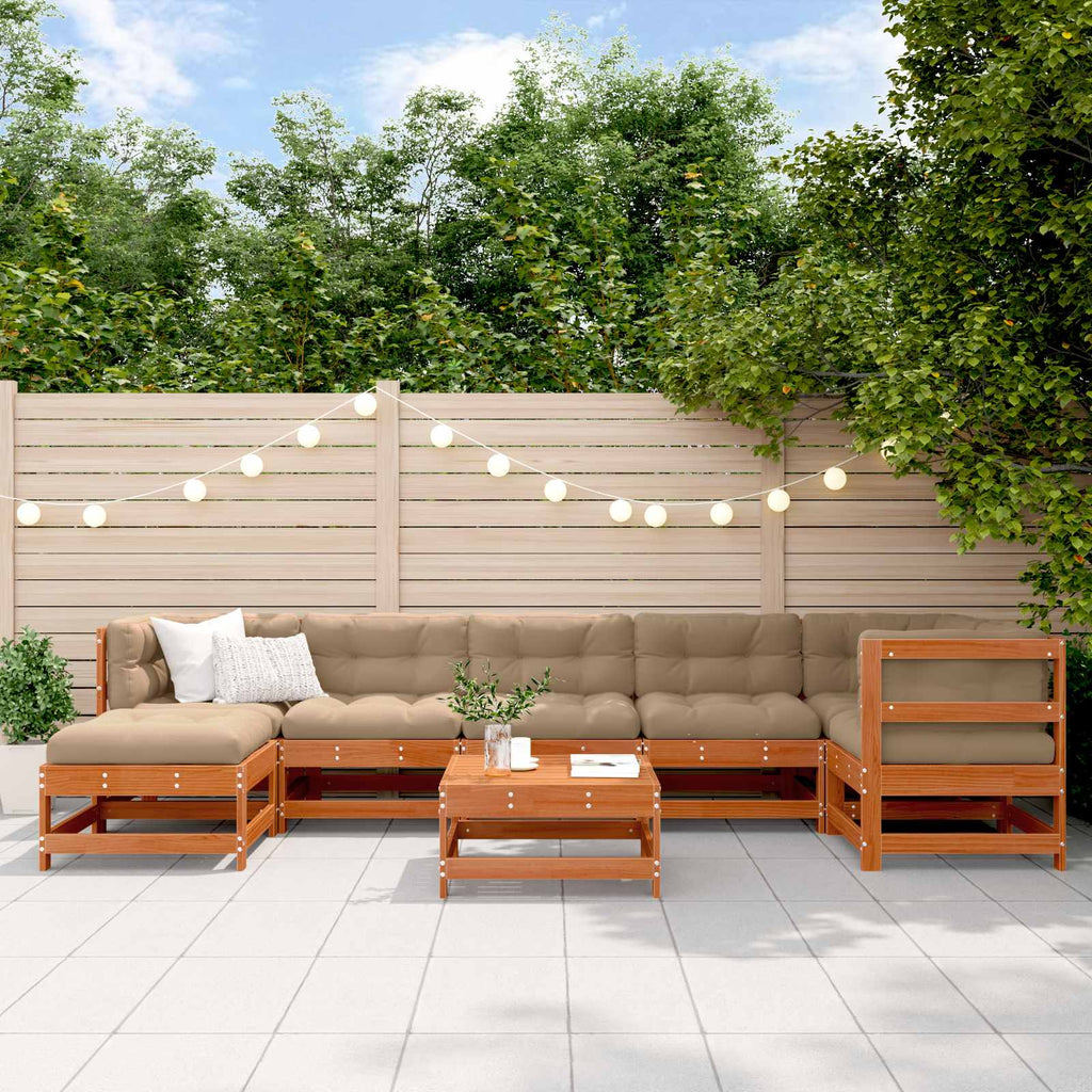 Conjunto de Sofás de Jardín 8 pcs Marrón Cera