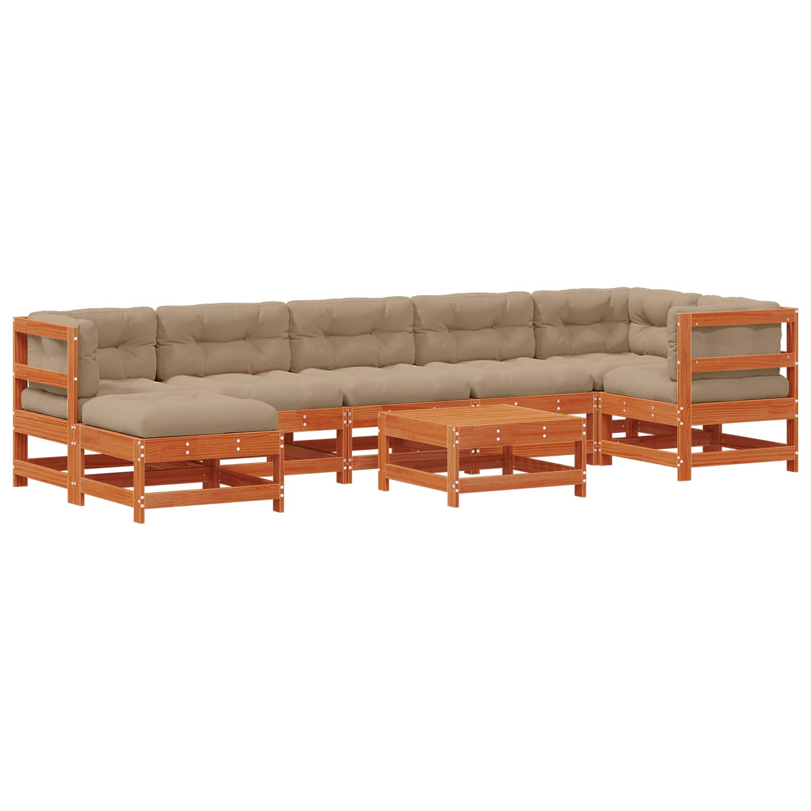 Conjunto de Sofás de Jardín 8 pcs Marrón Cera