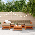Conjunto de Sofás de Jardín 7 pcs Marrón Cera Pino macizo