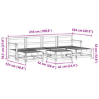 Conjunto de Sofás de Jardín 7 pcs Marrón Cera Pino macizo