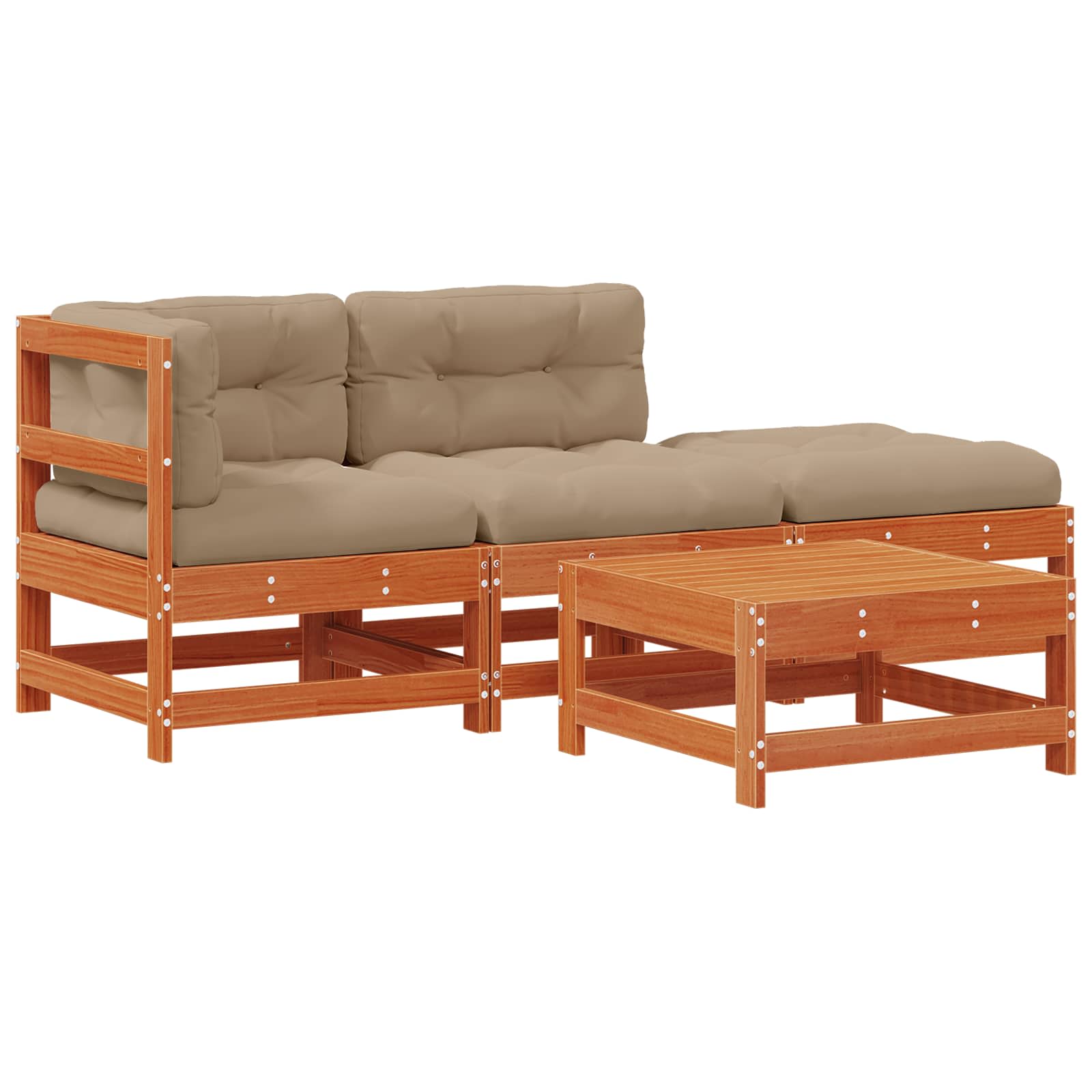 Conjunto de Sofás de Jardín 4 pcs Marrón Cera