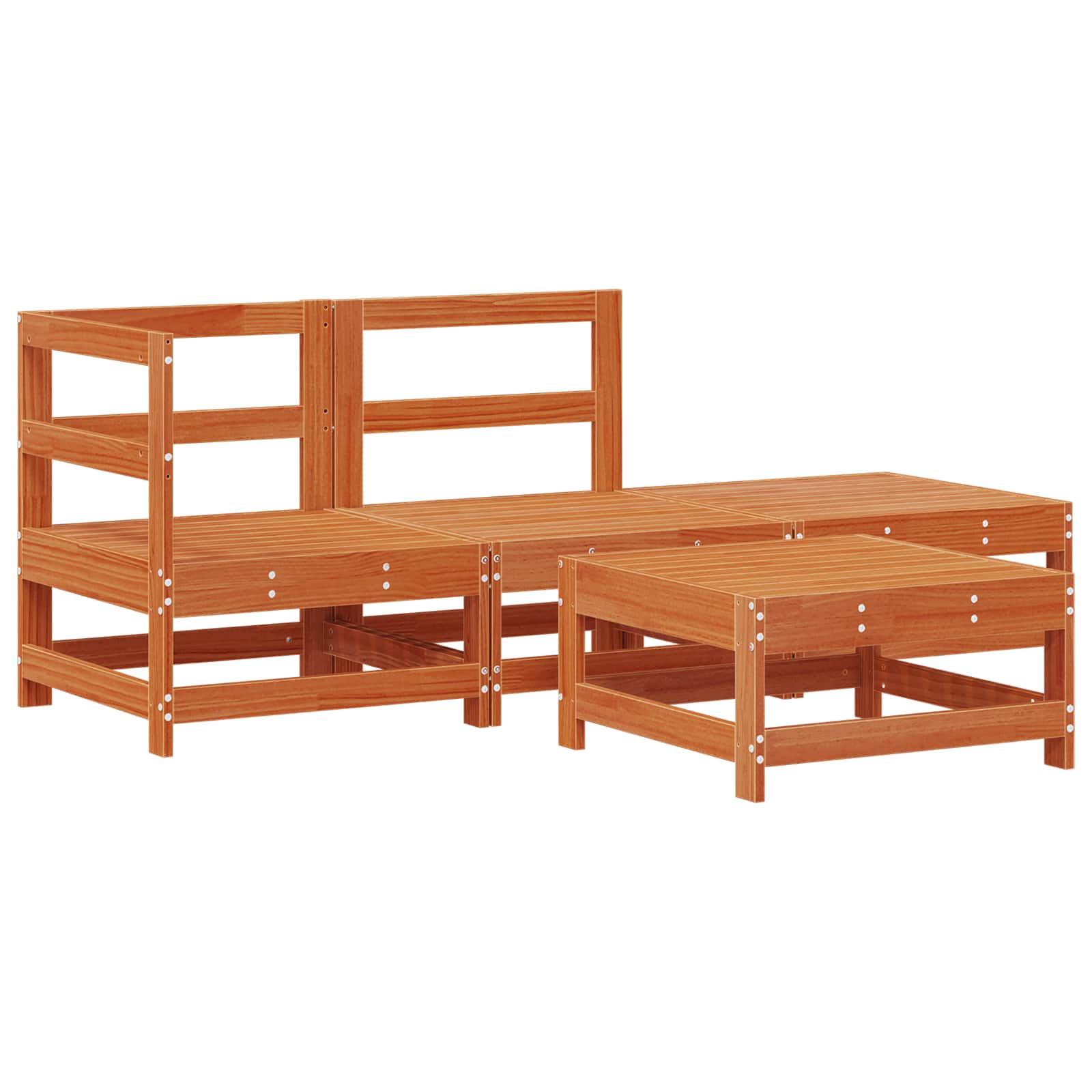 Conjunto de Sofás de Jardín 4 pcs Marrón Cera