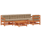 Conjunto de Sofás de Jardín 6 pcs Marrón Cera