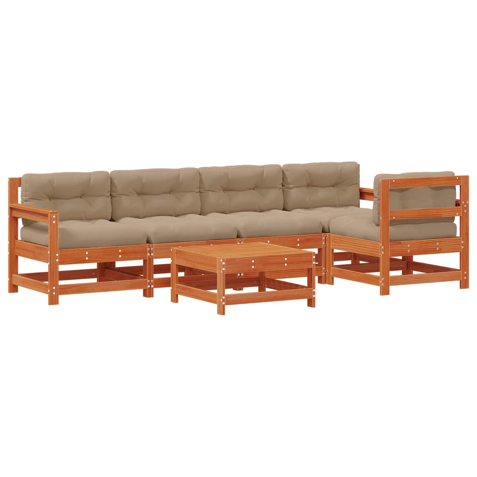 Conjunto de Sofás de Jardín 6 pcs Marrón Cera