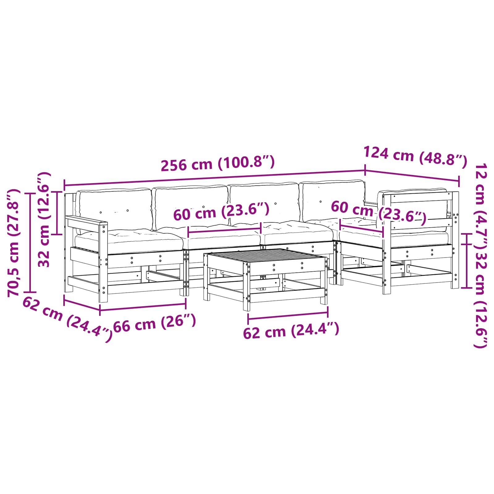 Conjunto de Sofás de Jardín 6 pcs Marrón Cera