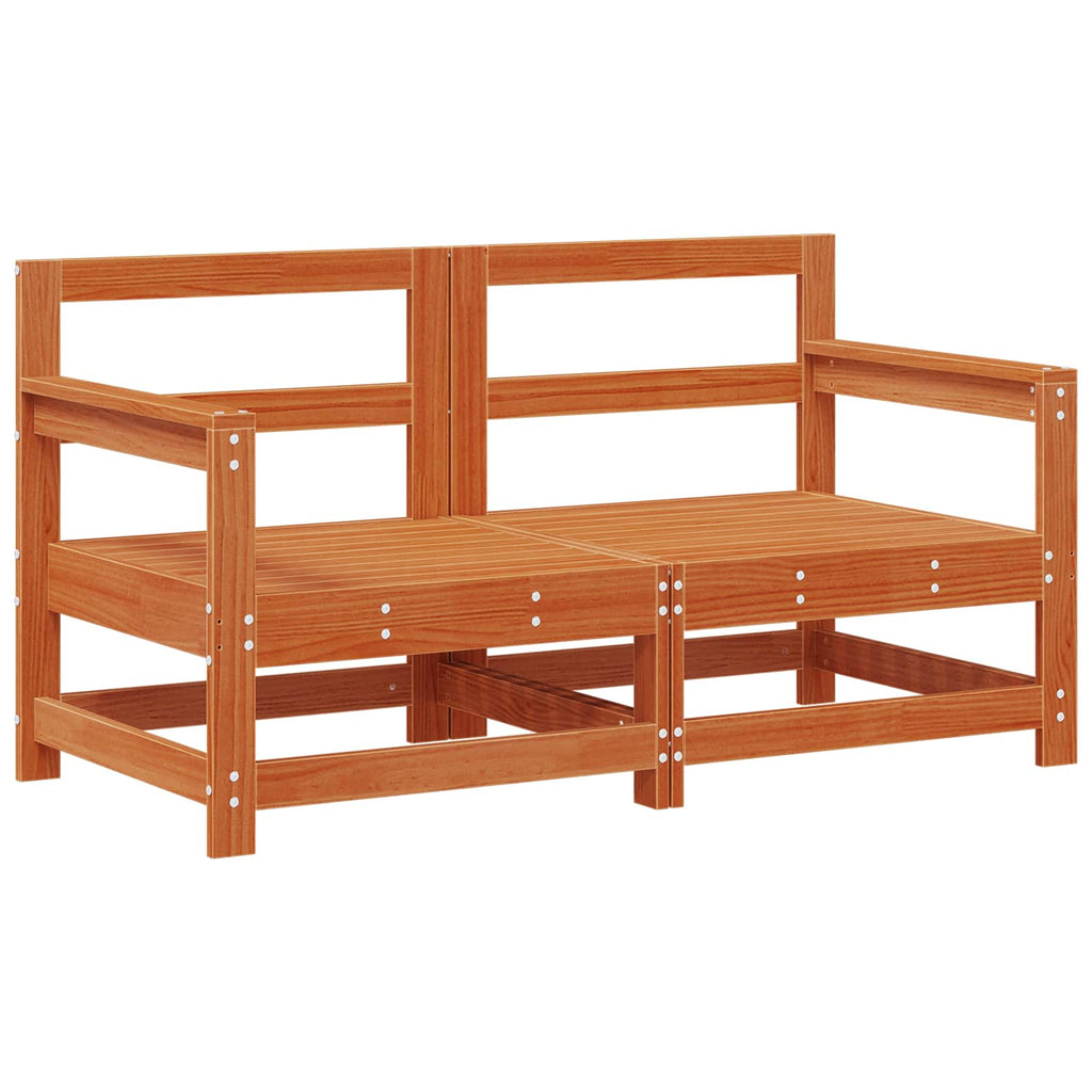 Conjunto de Sofás de Jardín 6 pcs Marrón Cera Pino macizo