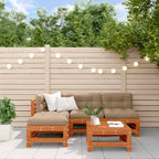 Conjunto de Sofás de Jardín 5 pcs Marrón Cera Pino macizo