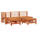 Conjunto de Sofás de Jardín 5 pcs Marrón Cera Pino macizo