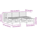 Conjunto de Sofás de Jardín 5 pcs Marrón Cera Pino macizo