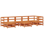 Conjunto de Sofás de Jardín 8 pcs Marrón Cera Pino macizo