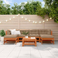 Conjunto de Sofás de Jardín 7 pcs Marrón Cera