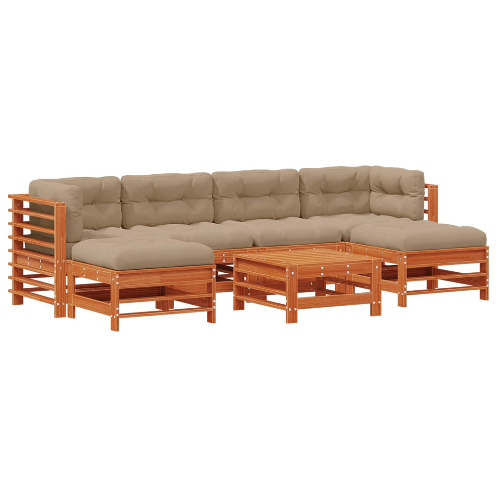 Conjunto de Sofás de Jardín 7 pcs Marrón Cera