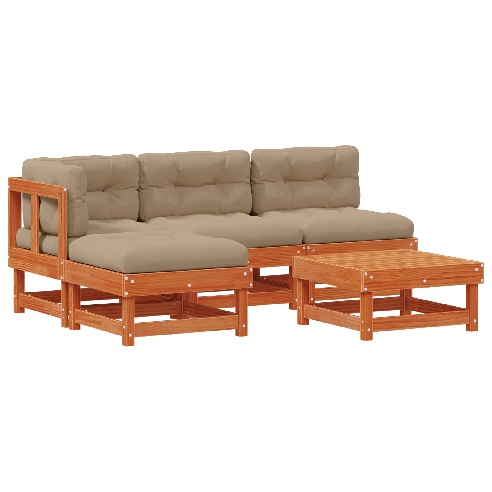 Conjunto de Sofás de Jardín 13 pcs Marrón Cera