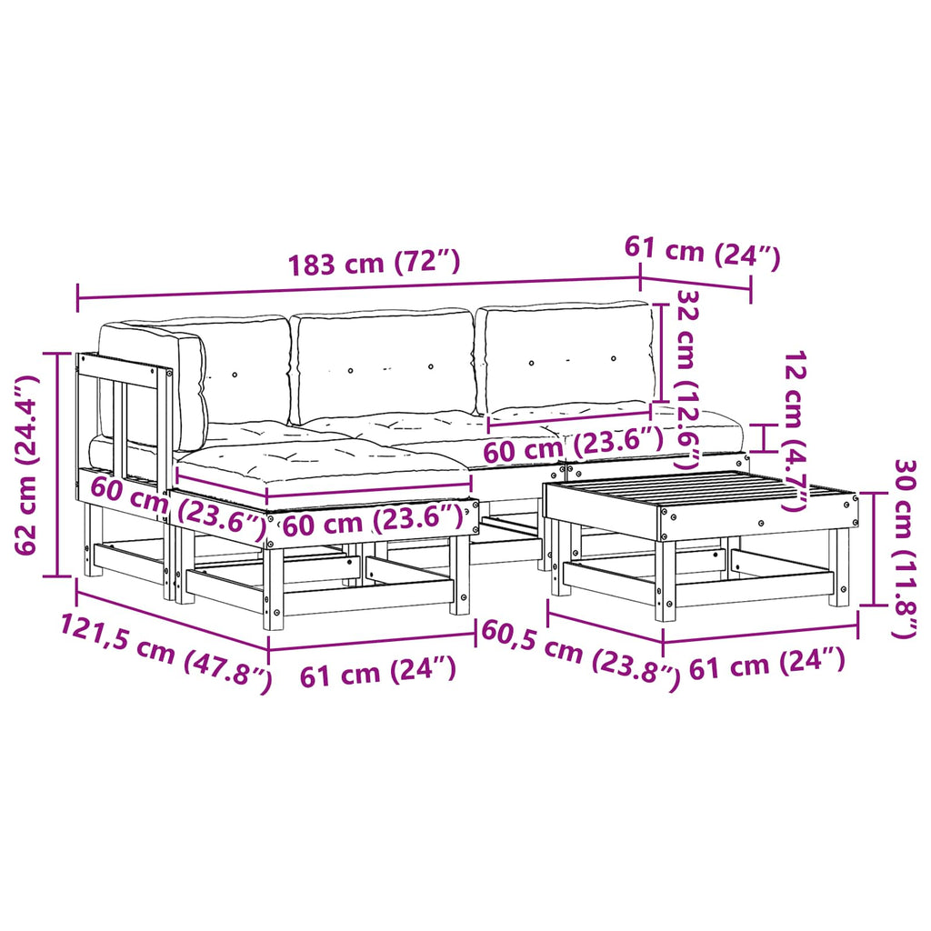Conjunto de Sofás de Jardín 13 pcs Marrón Cera