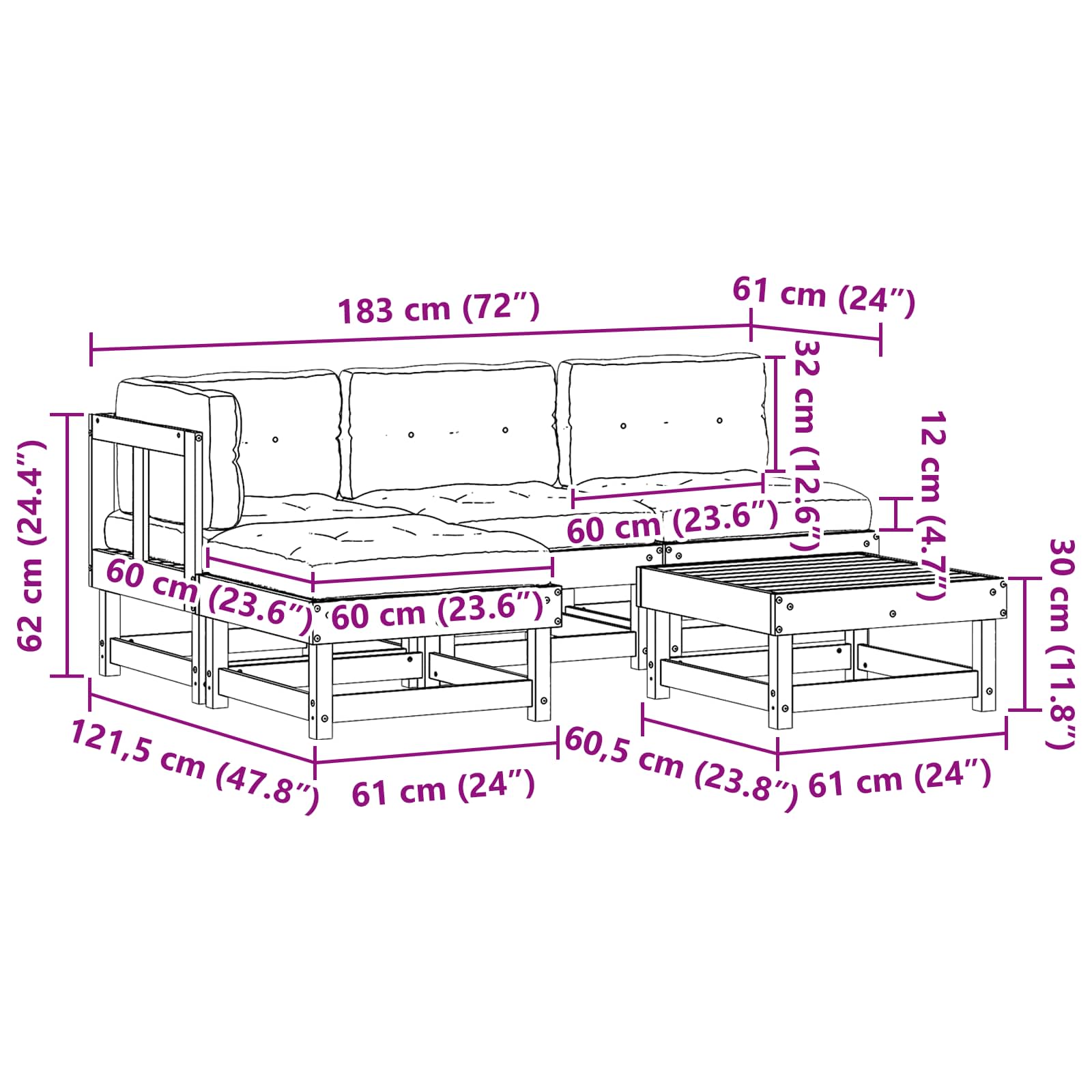 Conjunto de Sofás de Jardín 13 pcs Marrón Cera