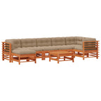 Conjunto de Sofás de Jardín 8 pcs Marrón Cera