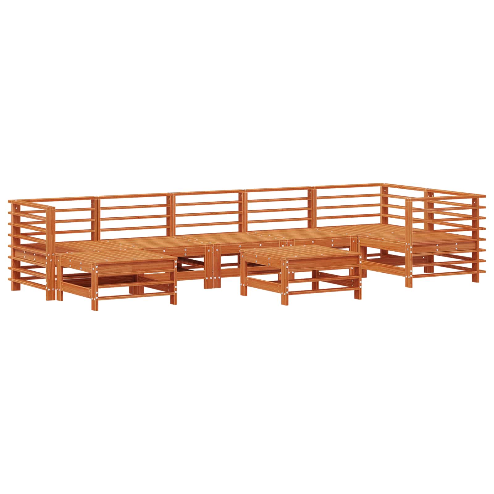 Conjunto de Sofás de Jardín 8 pcs Marrón Cera