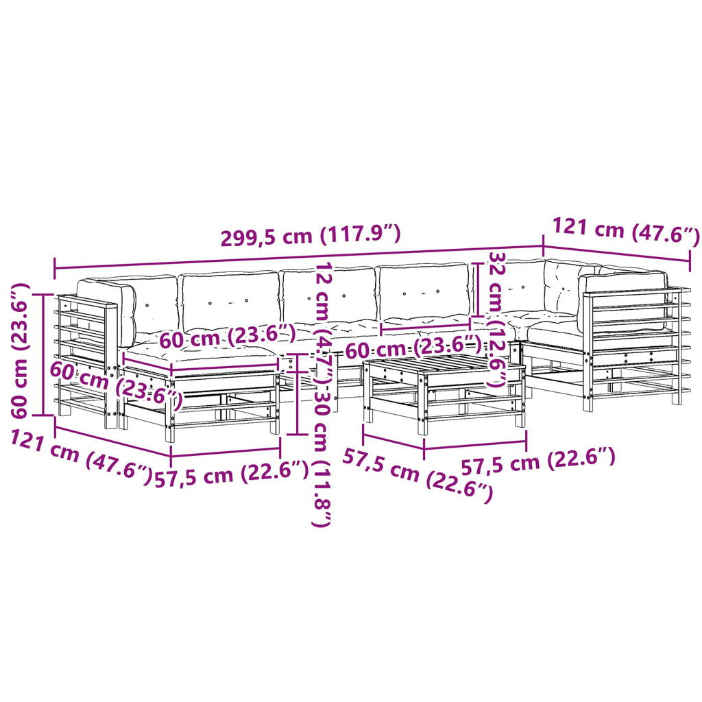 Conjunto de Sofás de Jardín 8 pcs Marrón Cera