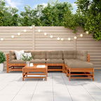 Conjunto de Sofás de Jardín 7 pcs Marrón Cera Pino macizo