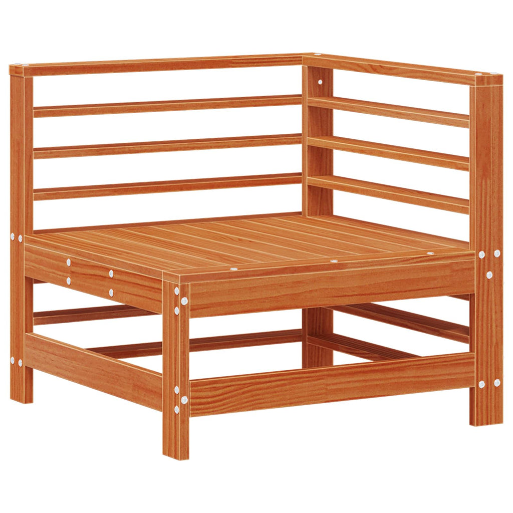 Conjunto de Sofás de Jardín 7 pcs Marrón Cera Pino macizo