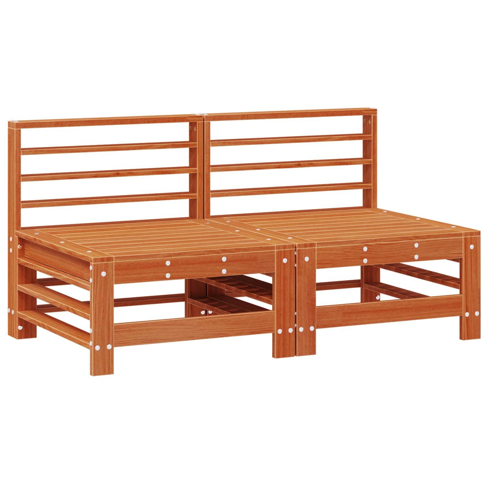 Conjunto de Sofás de Jardín 7 pcs Marrón Cera Pino macizo