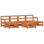 Conjunto de Sofás de Jardín 7 pcs Pino Marrón Encerado