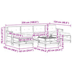 Conjunto de Sofás de Jardín 7 pcs Pino Marrón Encerado