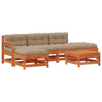 Conjunto de Sofás de Jardín 6 pcs Marrón Cera