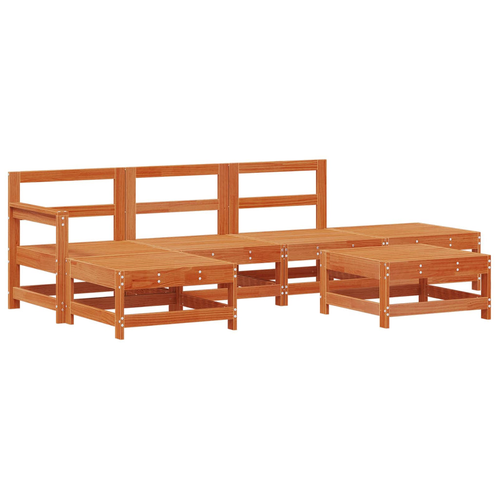 Conjunto de Sofás de Jardín 6 pcs Marrón Cera