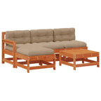 Conjunto de Sofás de Jardín 5 pcs Pino Marrón Encerado