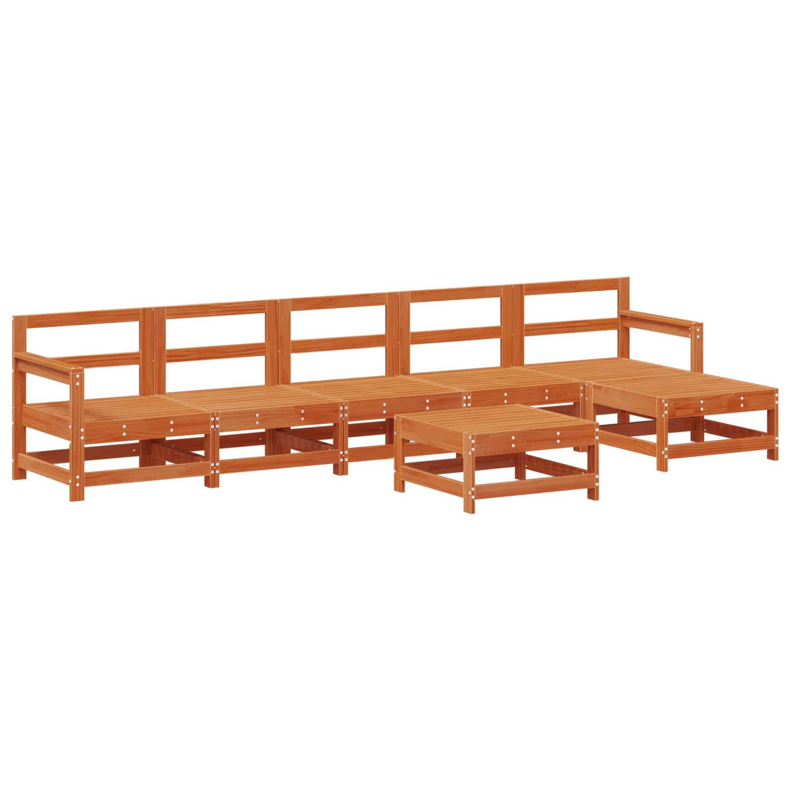 Conjunto de Sofás de Jardín 7 pcs Marrón Cera