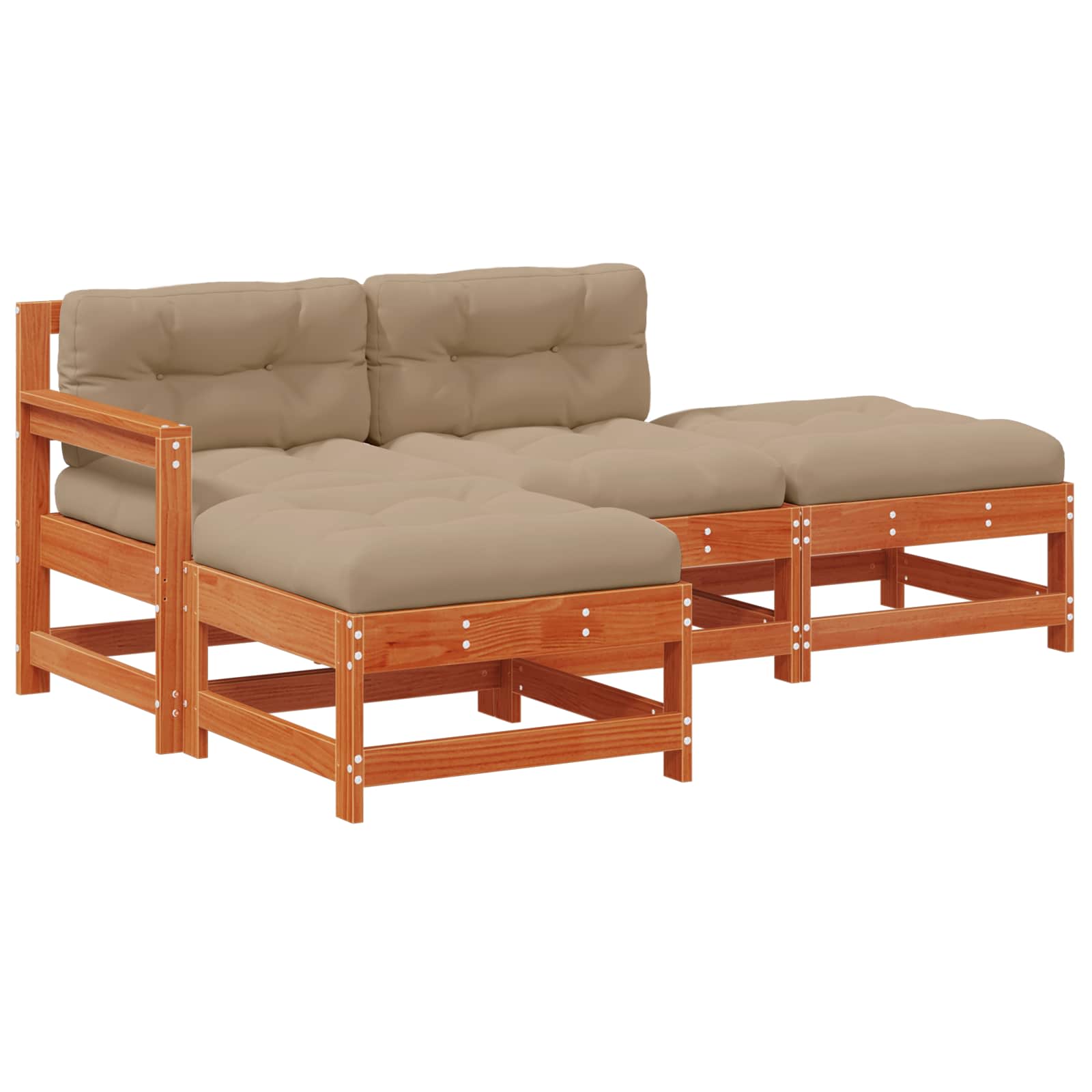 Conjunto de Sofás de Jardín 4 pcs Marrón Cera