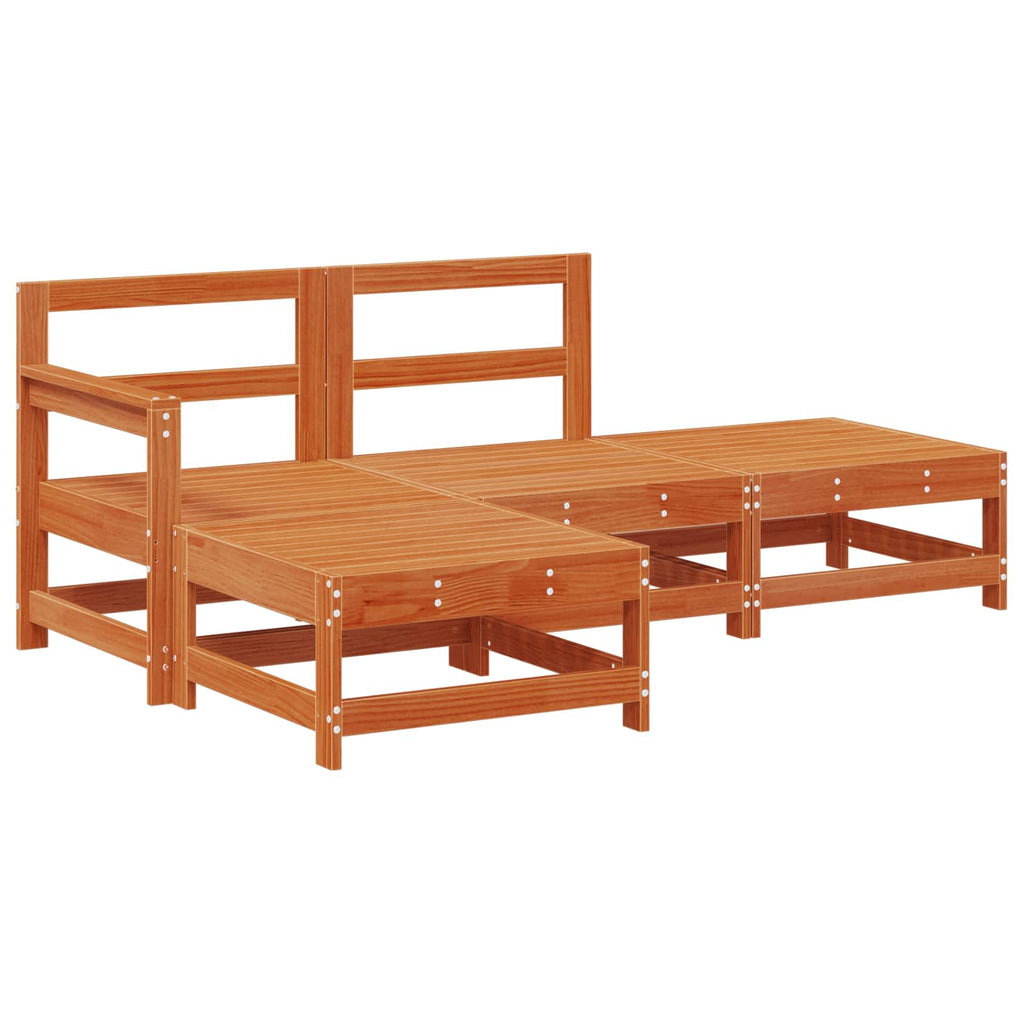 Conjunto de Sofás de Jardín 4 pcs Marrón Cera