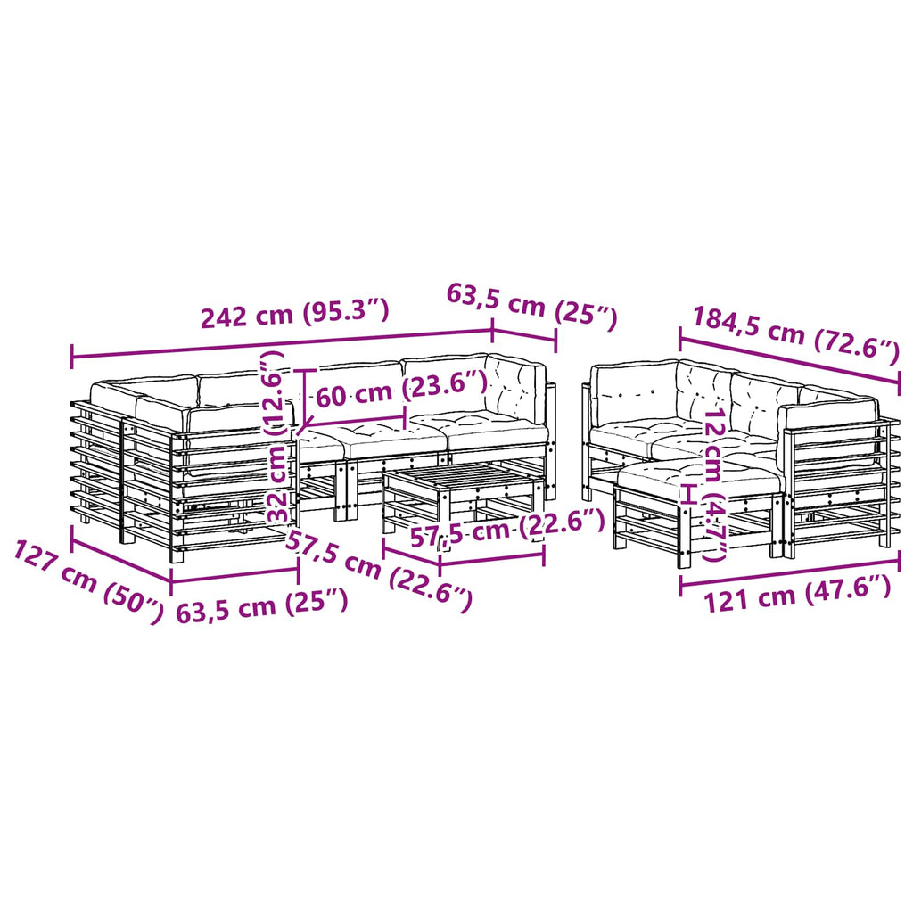 Conjunto de Sofás de Jardín 10 pcs Marrón Cera