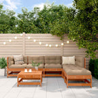 Conjunto de Sofás de Jardín 7 pcs Marrón Cera