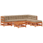 Conjunto de Sofás de Jardín 7 pcs Marrón Cera