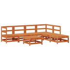 Conjunto de Sofás de Jardín 7 pcs Marrón Cera