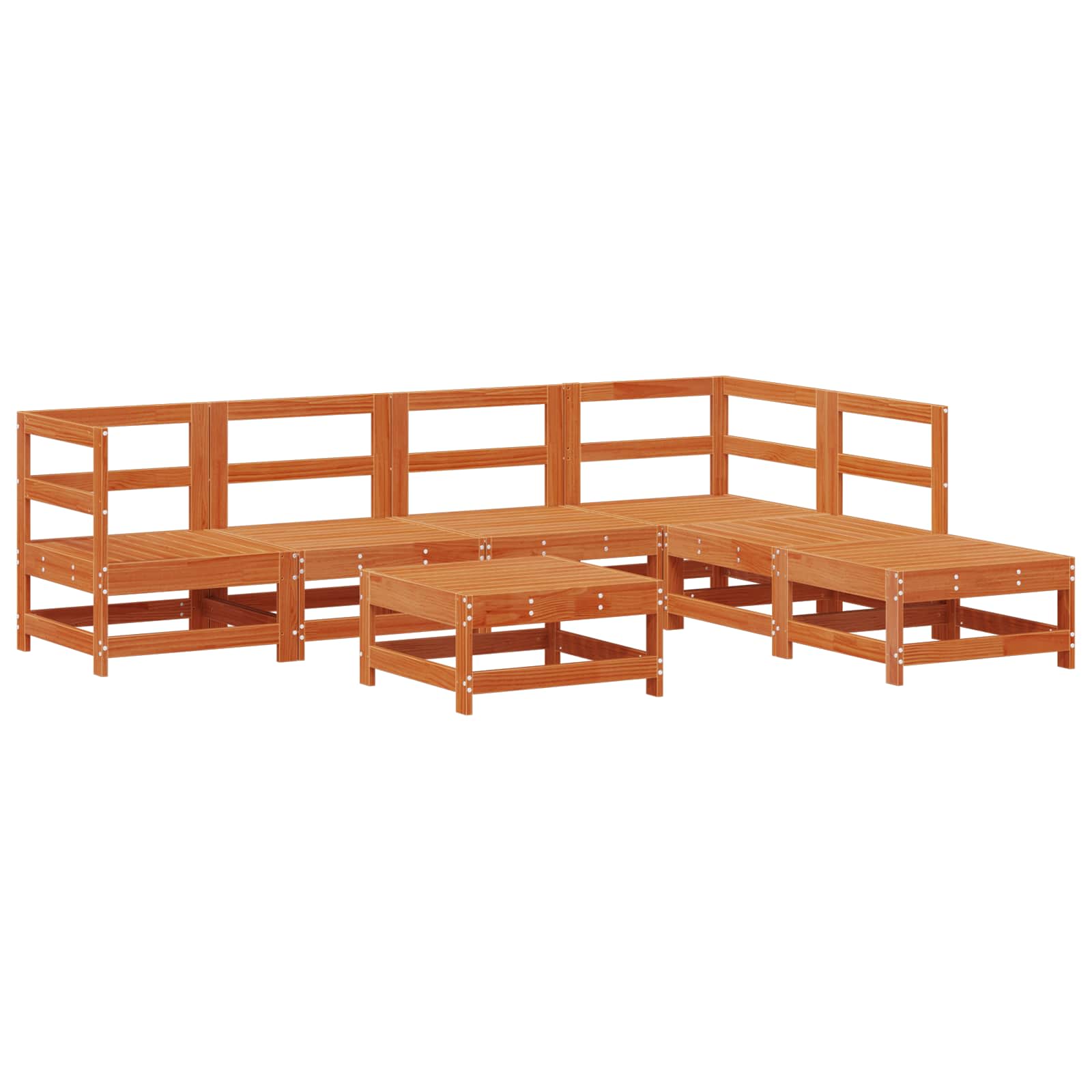 Conjunto de Sofás de Jardín 7 pcs Marrón Cera