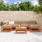 Conjunto de Sofás de Jardín 6 pcs Marrón Cera Pino macizo