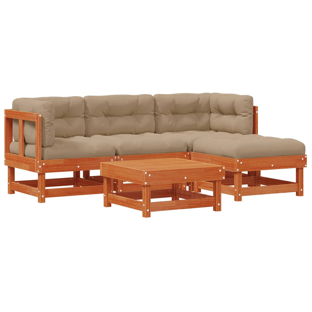 Conjunto de Sofás de Jardín 15 pcs Marrón Cera