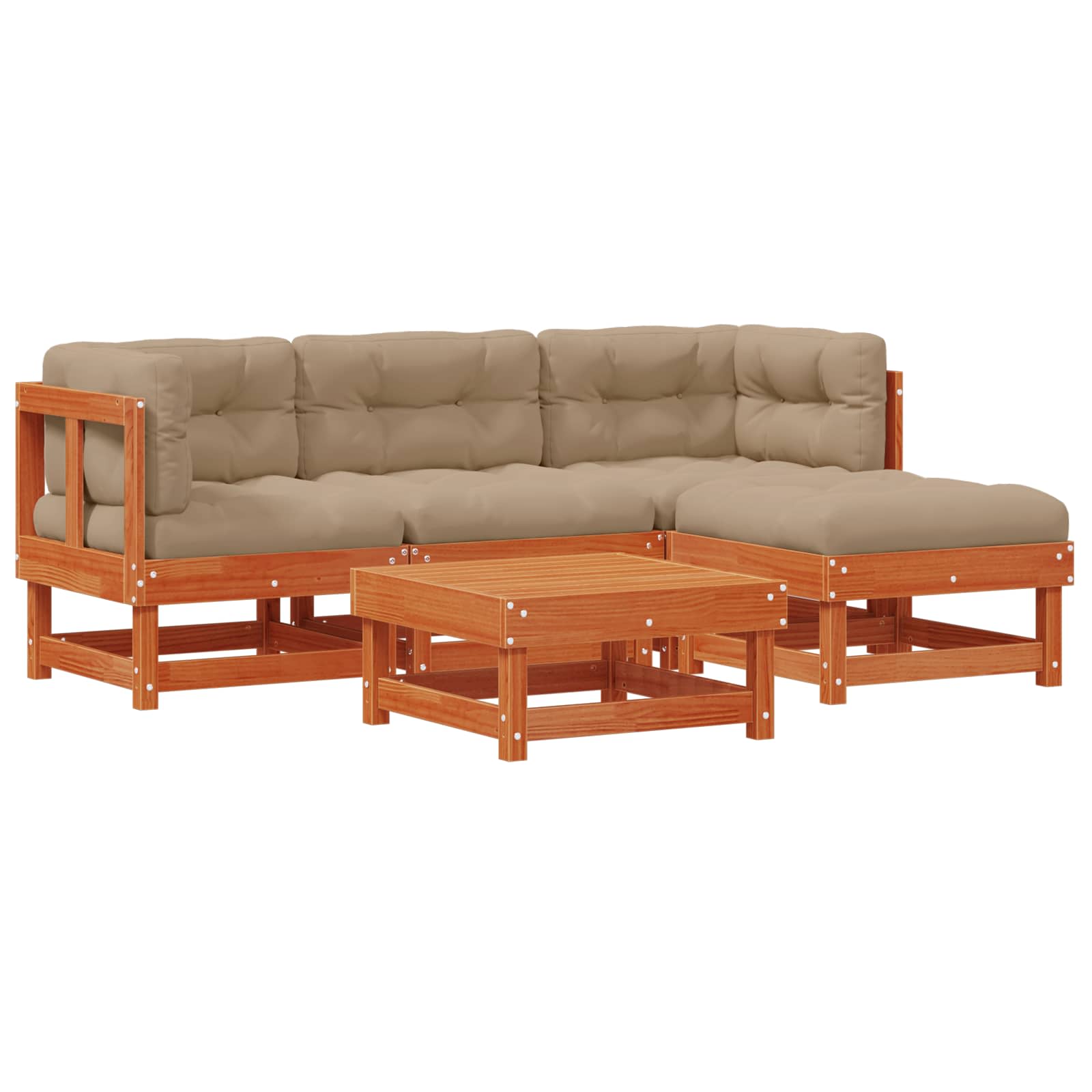 Conjunto de Sofás de Jardín 15 pcs Marrón Cera