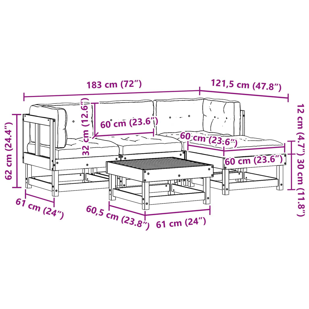 Conjunto de Sofás de Jardín 15 pcs Marrón Cera