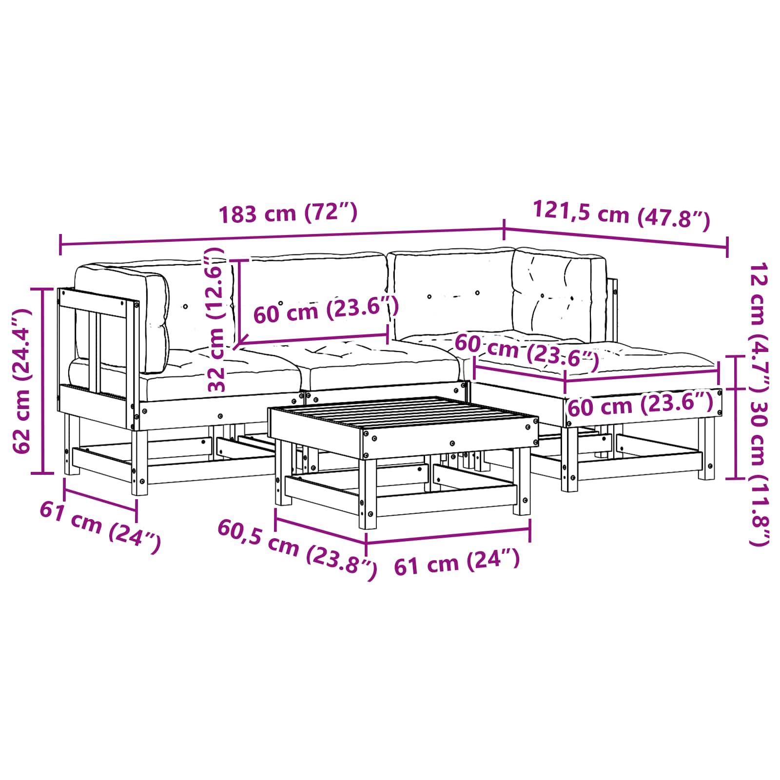 Conjunto de Sofás de Jardín 15 pcs Marrón Cera