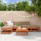 Conjunto de Sofás de Jardín 5 pcs Pino Marrón Encerado