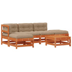 Conjunto de Sofás de Jardín 5 pcs Pino Marrón Encerado