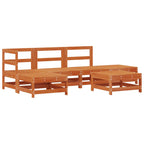 Conjunto de Sofás de Jardín 5 pcs Pino Marrón Encerado