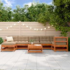 Conjunto de Sofás de Jardín 8 pcs Pino Marrón Encerado